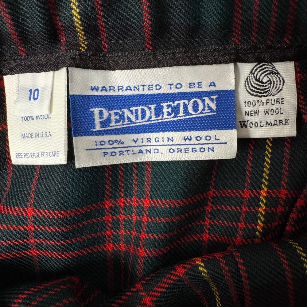 Vintage Pendleton Wool Plaid Pleated Midi Skirt Red Green Tartan Old Money - Picture 4 of 8